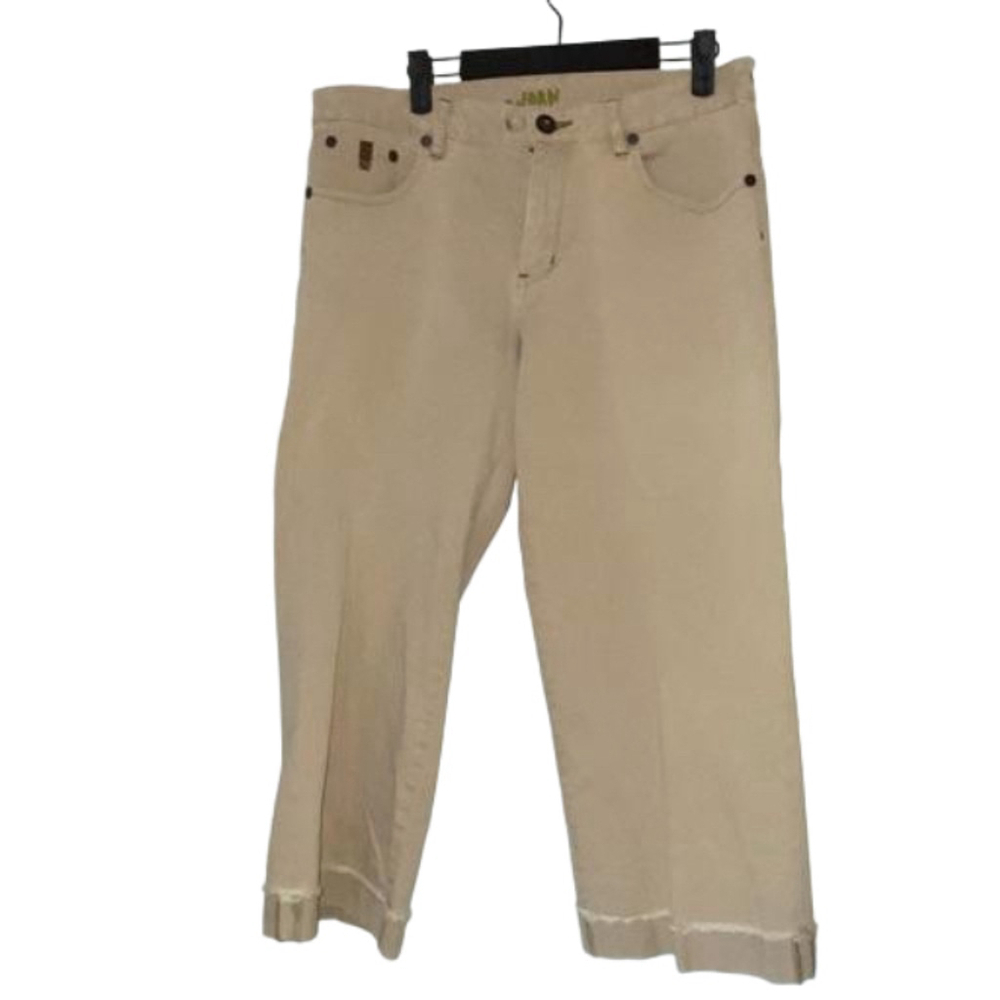 Women's Worn Khaki Tan Cropped Jeans Size 16